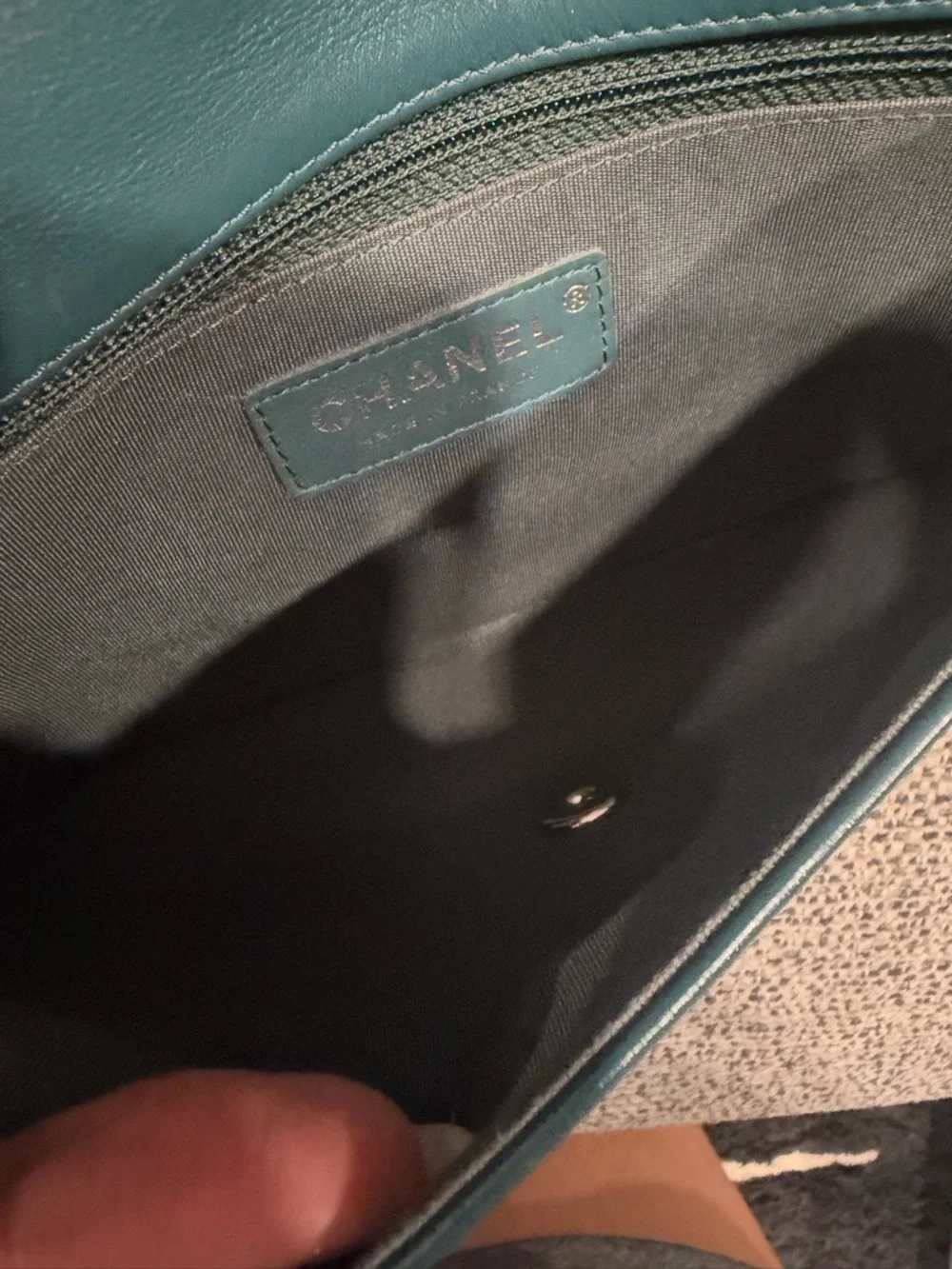 Chanel Green Leather Chain Crossbody Bag